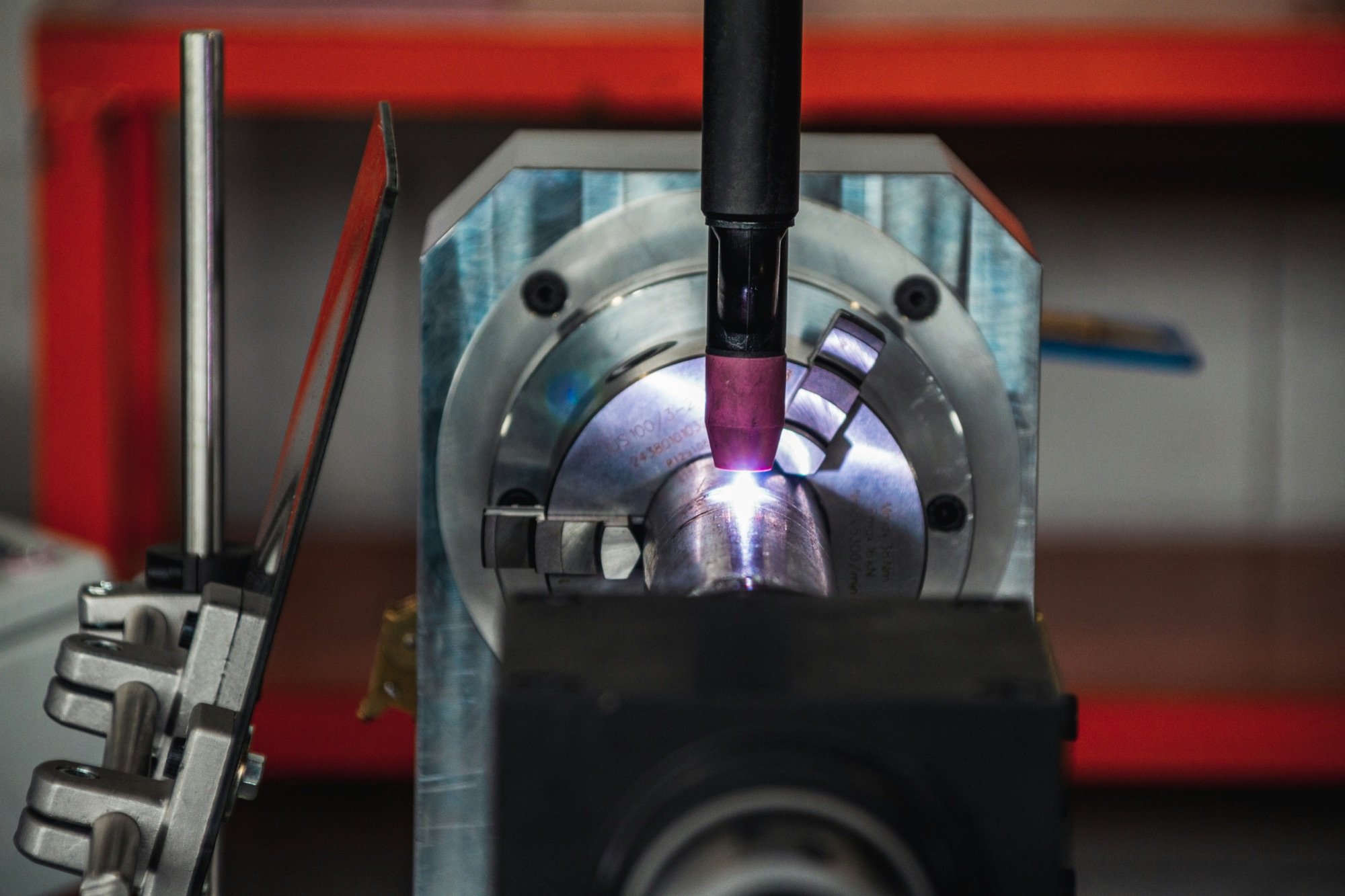 Close-up detail of industrial machine components